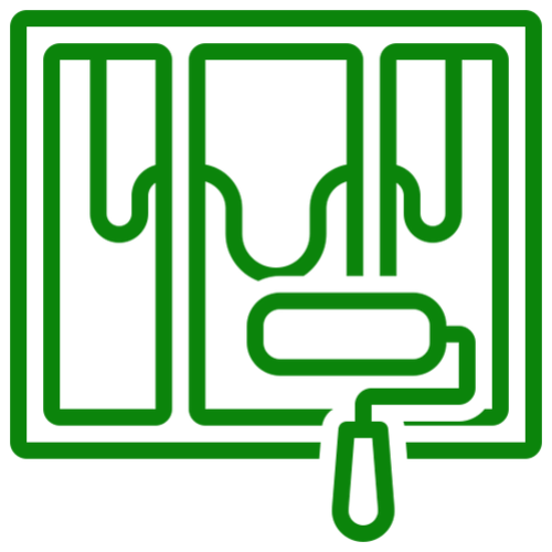 Paint roller and dripping paint icon.