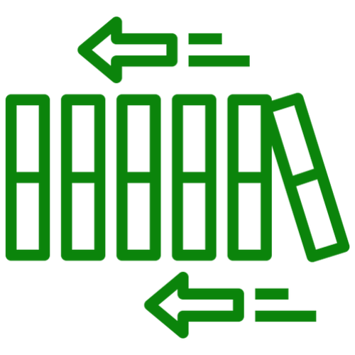 Green arrows and rectangles on black background.