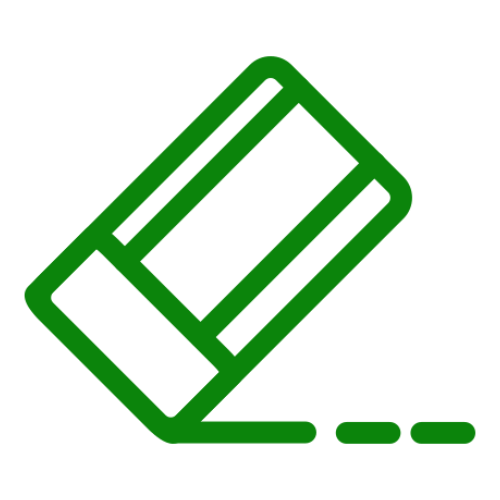 Green eraser icon on black background.